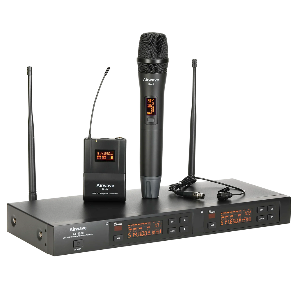 AT 4250 2 Channel Wireless Microphone System with Handheld and Lavalier