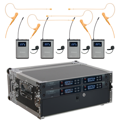 AT-HSD4P | 4 Channel Wireless Headset Microphone System with 4 Headsets and 4 Body Packs