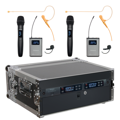 AT-RS2 | 2 Channel Wireless Microphone System with 2 Handhelds, 2 Lavalieres, 2 Headsets with Body Packs