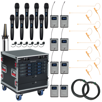 AT-RS8 | 8 Channel Wireless Microphone System with 8 Handhelds, 8 Lavaliers, 8 Headsets with Body Packs