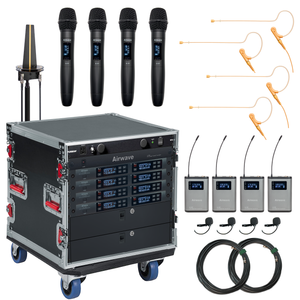 AT-SYS-8-COMBO | 8 Channel Wireless Microphone System with 4 Handhelds, 4 Lavaliers, 4 Headsets with Body Packs