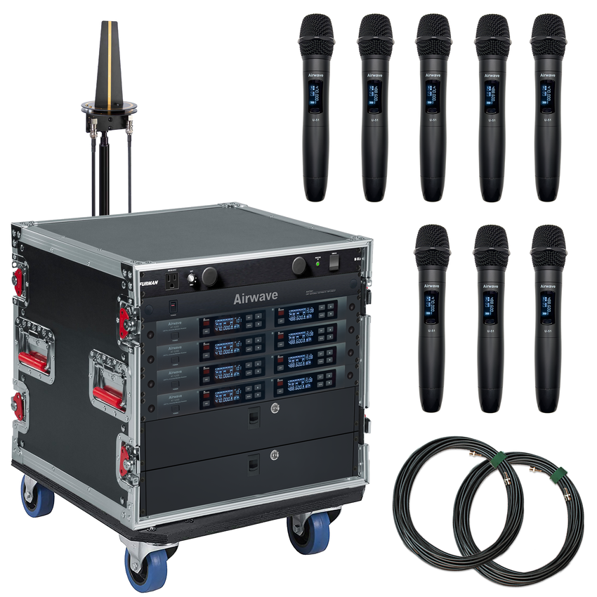 AT-SYS-8-HH | 8 Channel Wireless Microphone System with 8 Handhelds